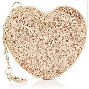 FURLA NWT Gold Glitter Mania Heart Shaped Zipper Coin Purse